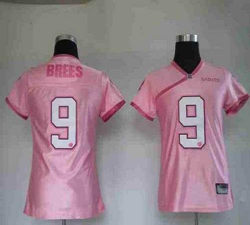 Saints #9 Drew Brees Pink Lady Stitched NFL Jersey